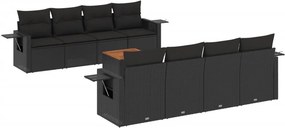 vidaXL 9 részes fekete polyrattan kerti ülőgarnitúra párnákkal