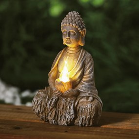 Kerti napelemes Buddha figura dekoráció gyertyával 19 cm