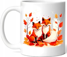 Bögre Édes Róka Pár Őszi Hangulat Kerámia Doboz 330ml