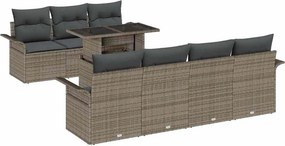 vidaXL Kerti Kanapé Szett párnával 8 pcs Szürke polirattan
