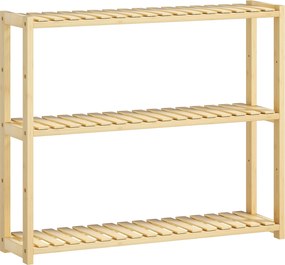 HOMCOM 3-Szintes Bambusz Fürdőszoba Polc 5 Állítható Szinttel, Fali vagy Szabadon álló Tároló Szekrény Konyhába, Nappaliba és Fürdőszobába, 60x15x50 c