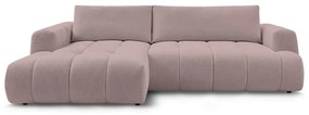 Rózsaszín kinyitható-tárolóhelyes sarokkanapé (bal oldali-heverő résszel) Fuji – Bobochic Paris