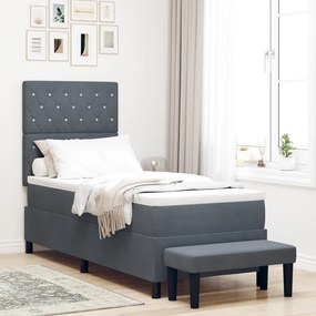 Box Spring Ágy Matraccal & Pad Sötétszürke 80x200 cm Bársony