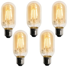 5 darabos E27 szabályozható LED izzó, arany, T45, 4W 300 lm 2200K