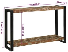 Konzolasztal 120 x 33 x 75 cm tömör újrahasznosított fa