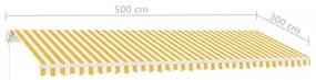 sárga-fehér kézzel kihúzható póznás napellenző 500 x 300 cm
