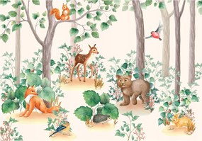 Fotótapéta Erdei állatok vinil akvarell 368x254 +ragasztó