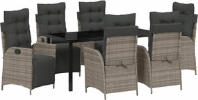 vidaXL Kert étkező szett párnával 7 pcs Szürke polirattan