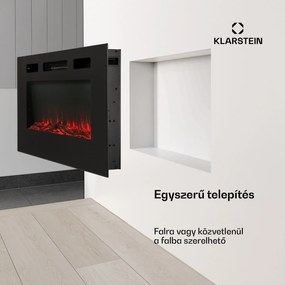 Klarstein Galeras, elektromos fali és beépített kandalló, 1800 W, LED, 3 szín, időzítő