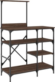 vidaXL barna tölgyszínű szerelt fa és fém pékállvány 90x40x132 cm