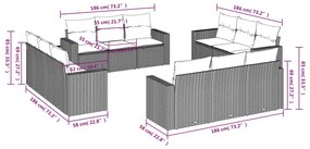 12 részes világosszürke polyrattan kerti ülőgarnitúra párnával