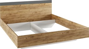 Dupla ágy, 160x200, tölgy artisan/grafit, GABRIELA