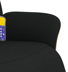 fekete szövet dönthető masszázsfotel lábtartóval