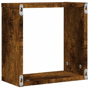 2 db füstös tölgy színű fali kockapolc 30 x 15 x 30 cm