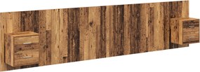 vidaXL Fejtámla Szekrénnyel fiókkal fejtámlával 3 pcs Öreg fa Faanyag