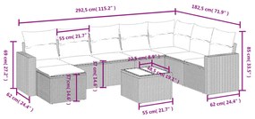 9 részes barna polyrattan kerti ülőgarnitúra párnákkal