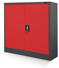 Alacsony fém irattartó szekrény BEATA, 900 x 930 x 400 mm, antracit-piros