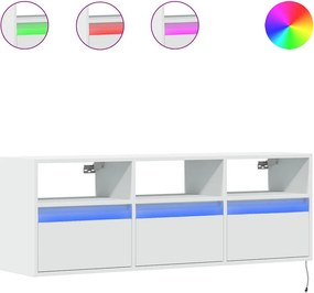 vidaXL fehér falra szerelhető TV-szekrény LED-lámpákkal 130x31x45 cm
