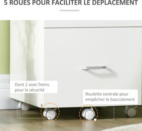 Vinsetto Görgős Íróasztali Tárolórekesz - Lábjegyzet Gyűjtőszekrény 2 Zárható Fiókkal, MDF Forgácslapból, Méret: 43L x 45W x 72H cm | Aosom