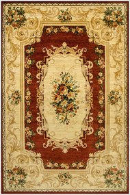 Hagyományos Bordó Díszszszőnyeg Nappaliba Lótusz Virágokkal 250x350 cm