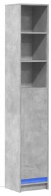 betonszürke szerelt fa tálalószekrény LED-del 36 x 32,5 x 200cm