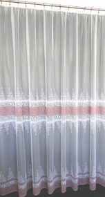 Mg Függöny 623/768 fehér/BR Rózsaszín 400x250cm Kész Szalaggal M