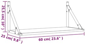 2 db sonoma tölgy színű szerelt fa fali polc 60 x 25 x 25,5 cm