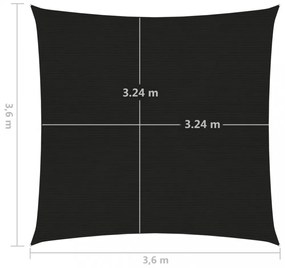 fekete HDPE napvitorla 160 g/m² 3,6 x 3,6 m