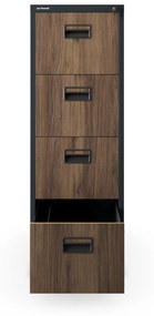 Fém irattartó szekrény, 4 fiókos SARA V4, 460 x 1320 x 620 mm, Eco Design: antracit/ dió