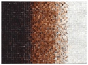 Luxus bőrszőnyeg, fehér/barna /fekete, patchwork, 140x200, bőr TIP 7