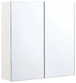 Fehér És Ezüst Fürdőszoba Szekrény Tükörrel 60 x 60 cm NAVARRA Beliani