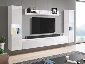 Nappali bútorsor Nova XL (fehér + fényes fehér) (fehér LED világítás). 1060059