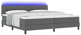Box Spring Ágy Matracccál &amp; LED Szürke 200x200 cm Textil
