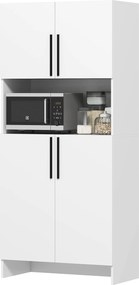 HOMCOM Konyhai Szekrény Étkezőszekrény Munkaasztallal, 2 Ajtóval, 2 Szekrénnyel, Magas Szekrény Silent Zsanérokkal, Mikrohullámú Szekrény Modern Dizáj