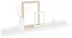 4 db magasfényű fehér fali polc 60 x 9 x 3 cm