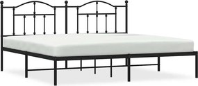 vidaXL fekete fém ágykeret fejtámlával 193 x 203 cm
