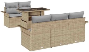 vidaXL Kerti Kanapé Szett párnával tárolóval 6 pcs Bézs Poly Rattan