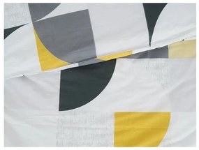 Sárga-szürke egyszemélyes krepp ágyneműhuzat 140x200 cm Geometries – B.E.S.