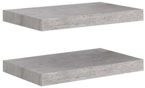 2 db betonszürke MDF lebegő fali polc 40 x 23 x 3,8 cm