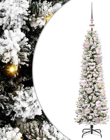 vidaXL Mű karácsonyfa 150 LED-del Fehér 120 cm PVC és Fém és Műanyag