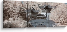 Kép - Virágzó fák Ázsiában (órával) (90x30 cm)