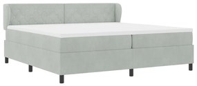 Boxspring Ágy Matrac, Világosszürke, 200x200 cm, Bársony