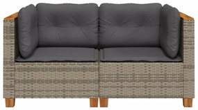 2 db szürke polyrattan kerti sarokkanapé párnával