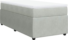 vidaXL világosszürke bársony rugós ágy matraccal 90 x 200 cm