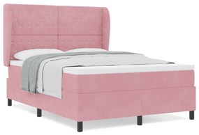 Boxspring Ágy Matrac Szett Rózsaszín 160x200 cm Bársony