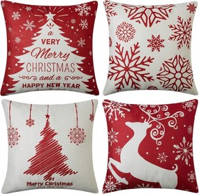 Karácsonyi Párnahuzat 45x45 4 Db Karácsonyi Dekorációs Párna