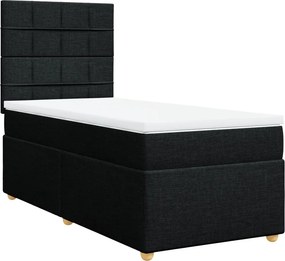 vidaXL fekete szövet rugós ágy matraccal 100 x 200 cm