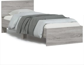 vidaXL szürke sonoma színű szövet ágykeret fiókokkal 75x190 cm
