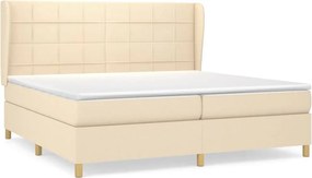 vidaXL krémszínű szövet rugós ágy matraccal 200 x 200 cm