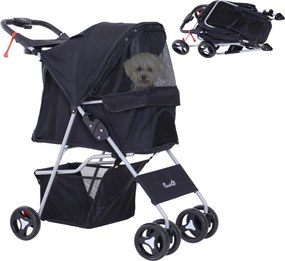 PawHut Összecsukható Állat Futóbicikli Kiskutyáknek Állat Szállító Kocsival Állítható Napernyővel Tároló Kosárral 2 Univerzális Kerékkel | Aosom